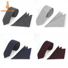 Фирменная Новинка Высокое качество Для мужчин хлопок галстук набор галстук Hanky платок Gravata однотонные Классические 6 см завязками модные свадебные галстук для человек