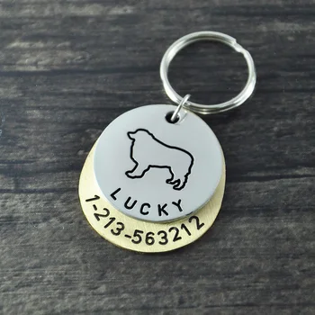 

Personalized dogtags, Newfoundland dog tag,Custom Dog ID Tag, Hand Stamped Identification Dog Tag, engraved name and number