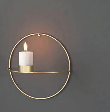 gold 19cm 3D геометрический настенный металлический подсвечник чайный светильник домашний декоративный подсвечник - Цвет: gold 19cm