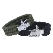 Браслет из паракорда для выживания, дорожный набор из Паракорда, браслет с дужкой из нержавеющей стали, регулируемый замок с пряжкой, походные инструменты