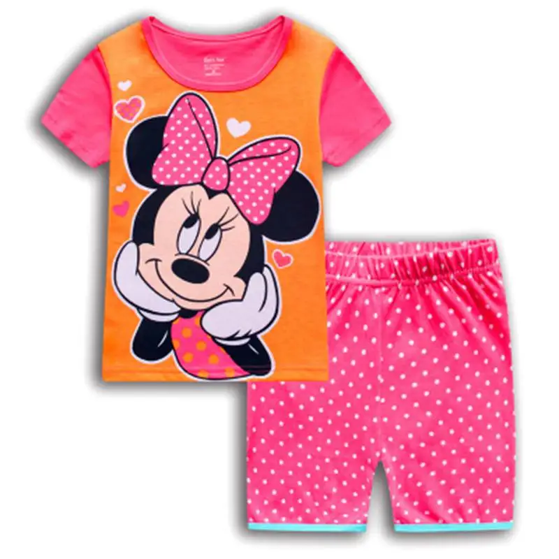 Модные пижамы с рисунками животных для мальчиков и девочек, пижамы с короткими рукавами, летние пижамы, Детская Ночная одежда, домашняя одежда - Цвет: Лаванда