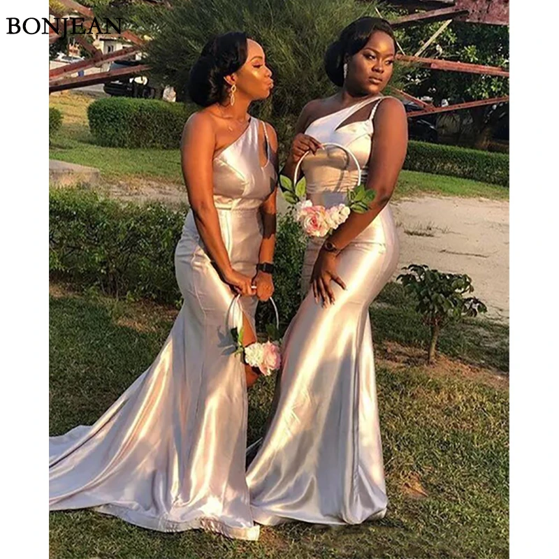 

South Africa Style Mermaid Bridesmaid Dresses Long One Shoulder Maid Of Honor Dress Plus Size Formal Wedding Guest Gowns Custom