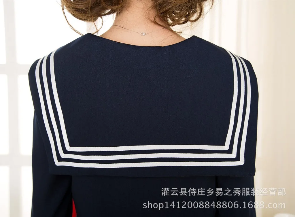 Японская школьная униформа моряка в морском стиле; футболка+ юбка; шарф; школьная форма моряка в морском стиле для костюмированной вечеринки; костюм для девочек