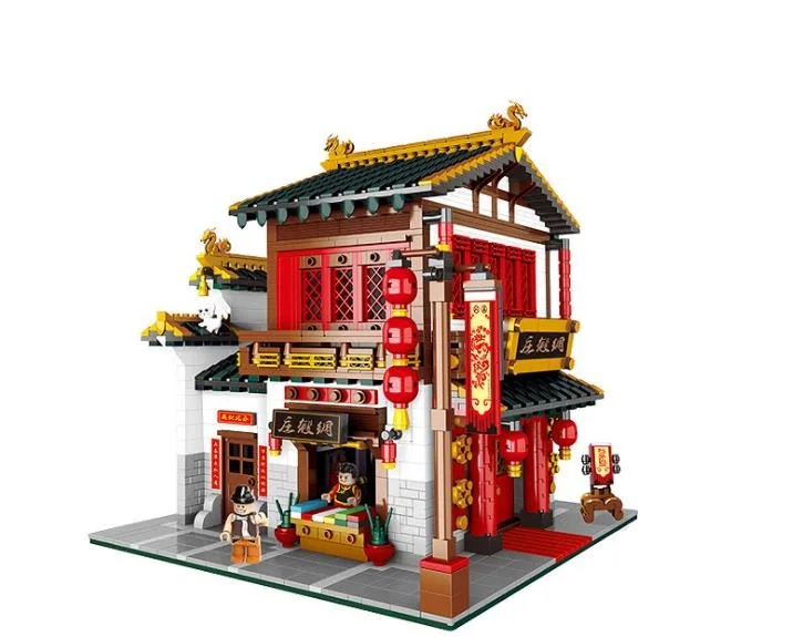 

XingBao 01001 2787Pcs Creative Chinese Style The Chinese Silk and Satin Store Set Building Blocks Educational Bricks Toys gift