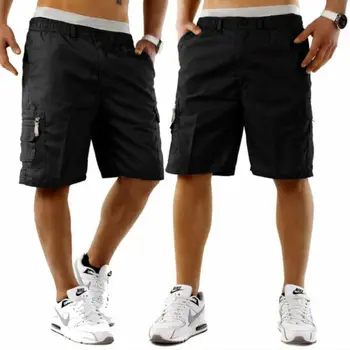 

Summer New Mens Overalls Shorts Cotton Casual Elastic Waist Half Trousers Stretch Slim Fit Short
