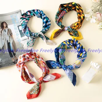 

Spring Trees Flowers Print 100% Silk Scarf Neckerchief Bandana Women Small Square Silk Scarfs Wraps Fashion Accessories 53x53cm