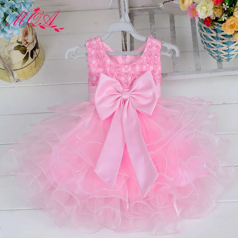 Spring Infant Baby Girl Dresses Ball Gown Children Girls Bow Sleeveless