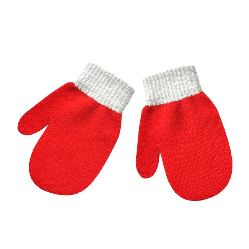 Милый, для новорожденных и малышей сплошной Перчатки печатающей головки горячий все включено Перчатки для мальчиков и девочек зимние теплые детские варежки - Цвет: D