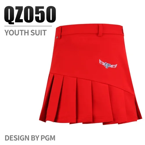 PGM/комплект для девочек, фитнес-Гольф-юбки, рубашка с короткими рукавами плиссированная юбка удобная спортивная одежда для девочек D0787 - Цвет: Red Skirt