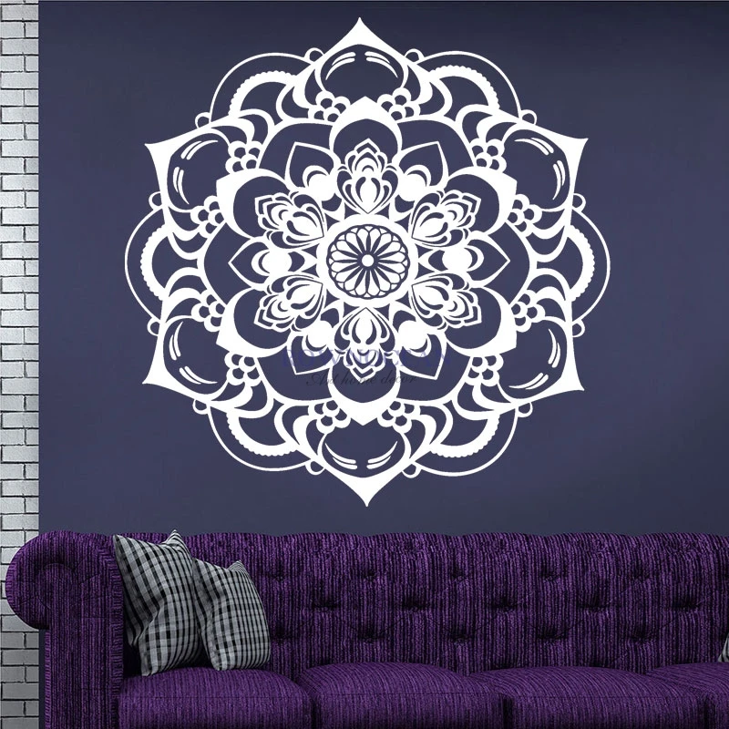 ROWNOCEAN Indian Pattern Wall Art Sticker Vinyl Removable Mandala Flower Art Wall Sticker Living Room Decarl Mural M604