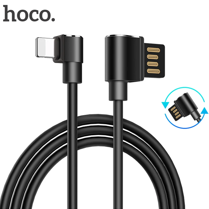 HOCO для iPhone кабель L Форма Быстрая зарядка USB кабель для iPhone 8 7 6 6s угол освещения Зарядное устройство кабель для iPhone X 10 5 5S iPad