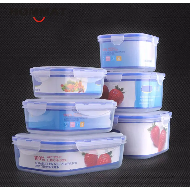 Набор из 3 пластиковых кухонные коробки для хранения коробок для ланча герметичное уплотнение контейнер для хранения продуктов фрукты крупы зерна коробка с крышкой