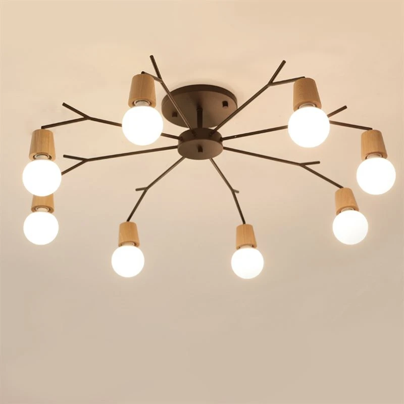 Nordic solid wood modern chandelier natural wood art style living room bedroom home lighting Lampara Techo