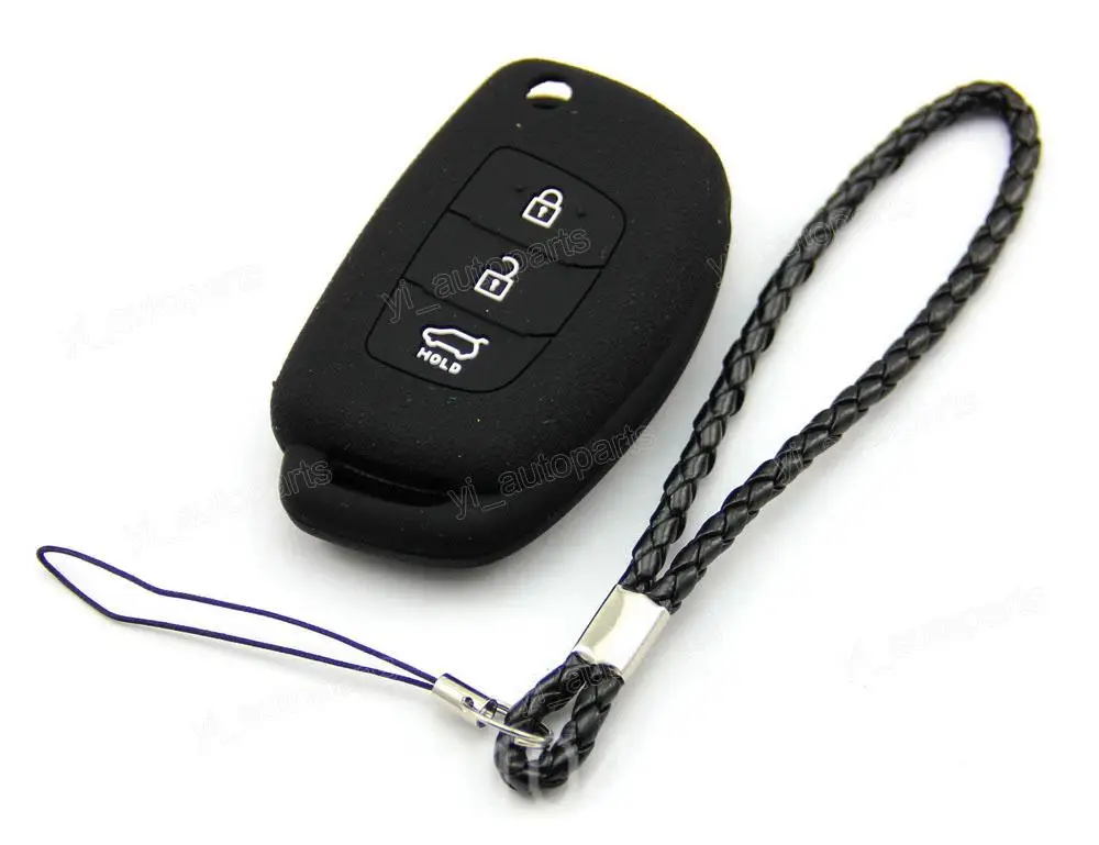 Black Silicone Case Cover Fit For Hyundai IX35 IX45 I40 I45 Accent Santa Fe Remote Flip Key 3 Buttons 3BT | Автомобили и