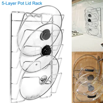 

Pan Lid Storage Rack Wall Mount Pot Cover Organizer Holder Kitchen Accessories DC112