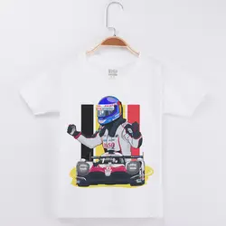 F1 гоночный автомобиль печатным рисунком Детские футболки из хлопка с круглым вырезом короткий рукав основной белый Прохладный Футболка