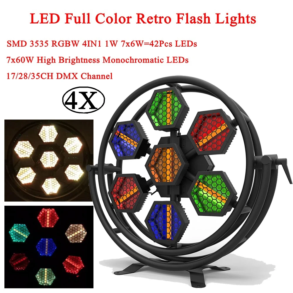 

4Pcs/Lot 500W LED Full Color Retro Flash Lights For Christmas Party Holiday Colorful Stage Lighting DJ Laser Projector Effect