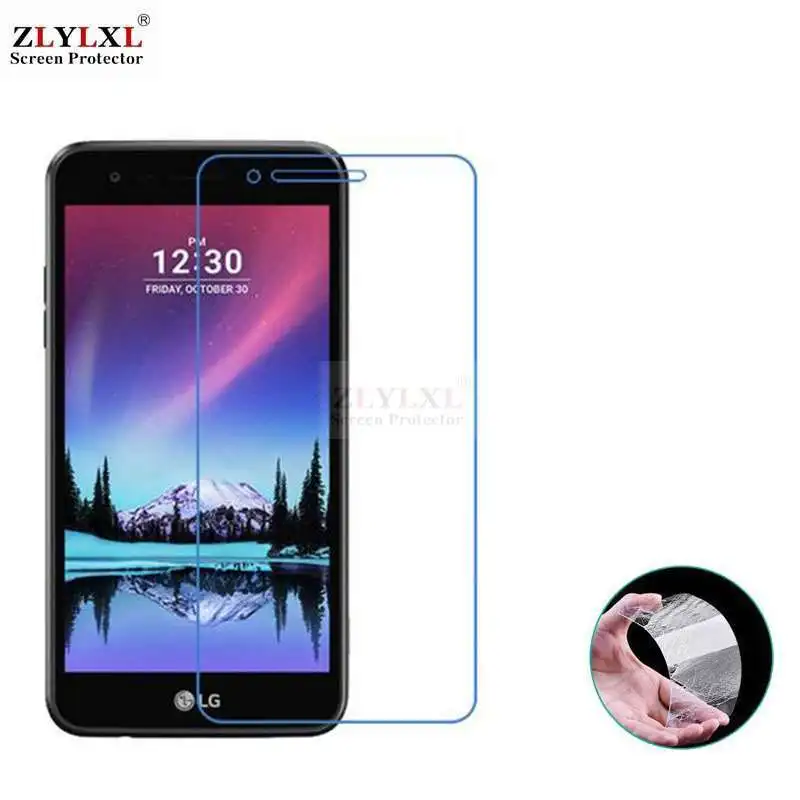 

Glass + case Transparent Dirt-resistant soft back case for LG K4 2017 tempered glass screen protector