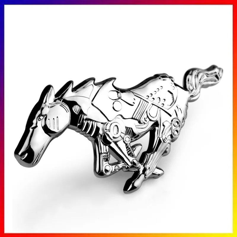 

3D Horse Style Metal Alloy Car Auto Body Front Hood Grille Emblem Sticker for Ford Mustang Universal Silver (0238)