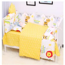 9 шт./компл. кровать для новорожденных льняная дышащая хлопковая кроватка набор съемные детские постельные принадлежности детская защита для кроватки бампер набор Многоцветный