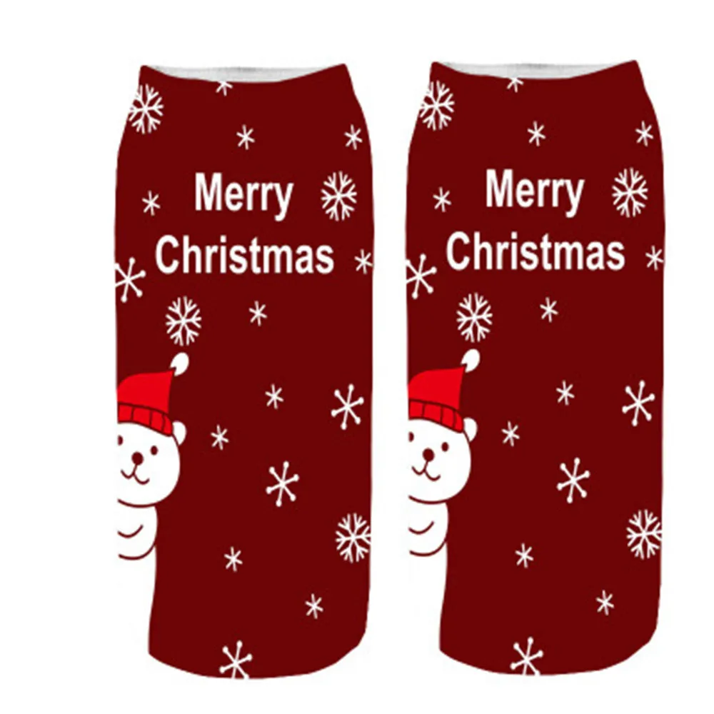 Удобные рождественские хлопчатобумажные носки тапочки короткие носки с милыми животными женские зимние носки calcetines mujer