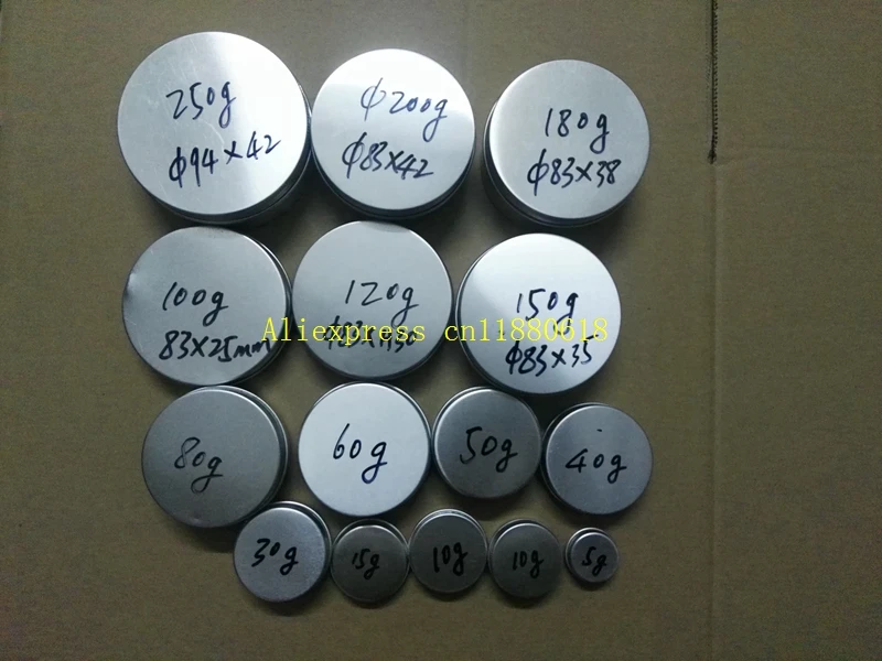 

5g/10g/15g/30g/40g/50g/60g/80g/100g/120g/150g/180g/200g/250g Empty aluminum Cosmetic Jar Lip Balm Container Pots can Tins box