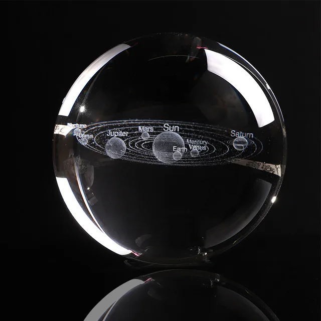 Хрустальный шар Солнечная система модель украшения аксессуары трехмерная лазерная резьба кварцевый стеклянный шар Рождественский подарок на день рождения
