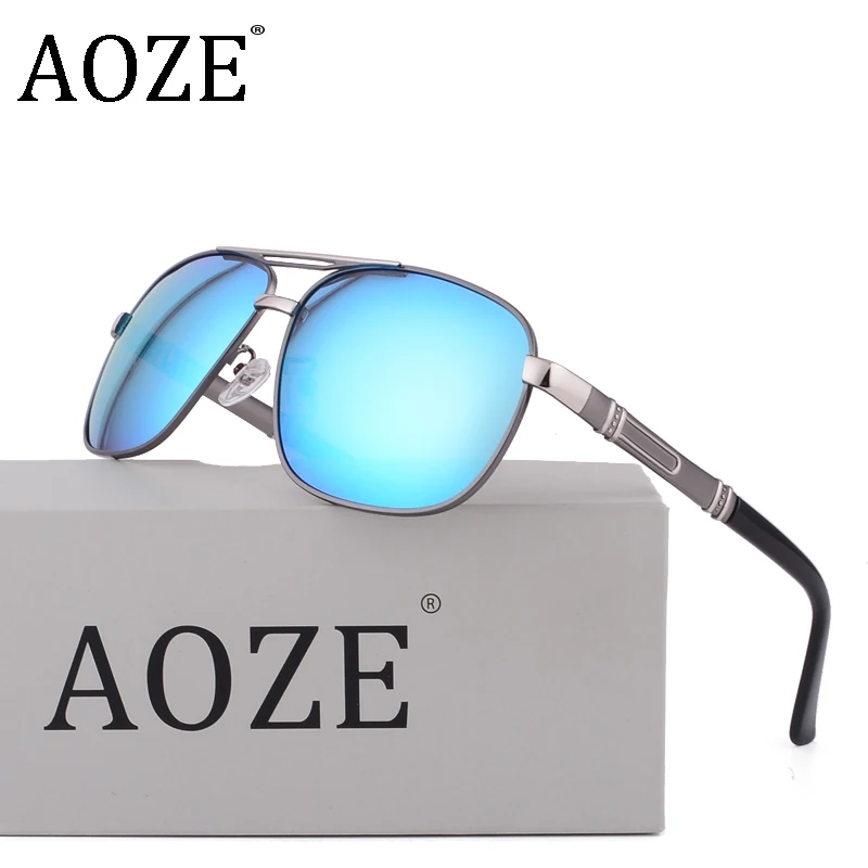 2018 AOZE роскошные солнцезащитные очки поляризованные мужские оправы Алюминий Брендовая дизайнерская обувь для вождения очки UV400 синий