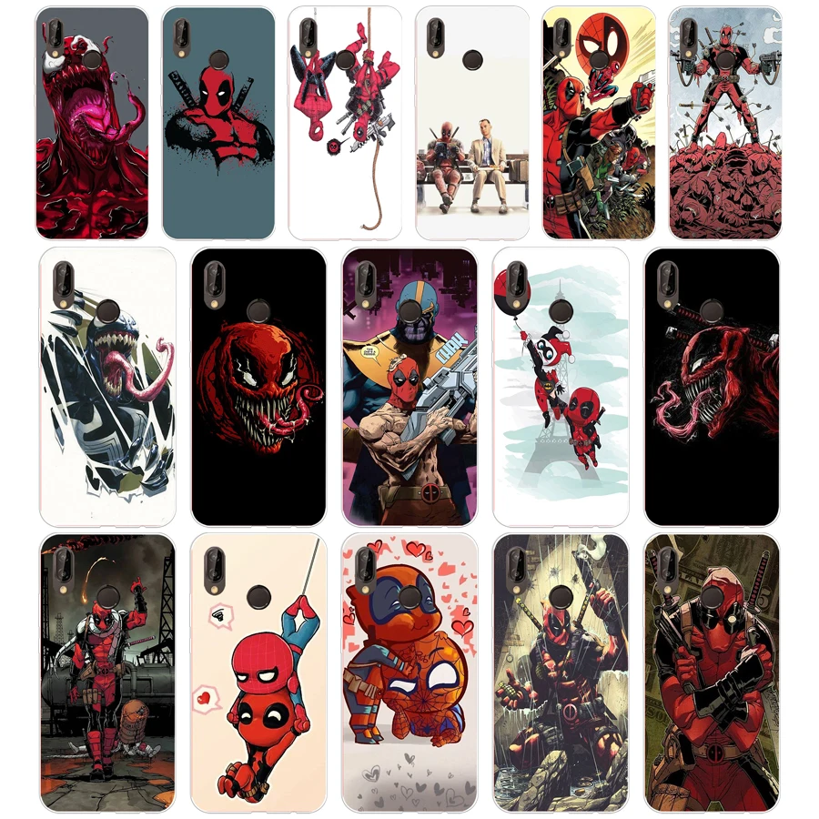 

49SD Deadpool Marvel Wade Winston Wilson Soft Silicone Tpu Cover Case for Honor 10 huawei p mate 10 20 lite y5 y6 prime 2018