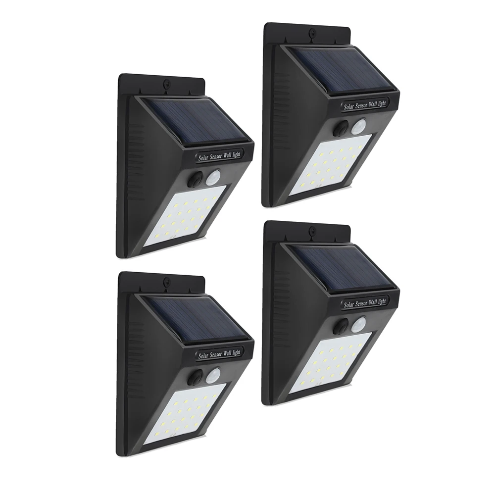 

4Pcs 20-LED Wireless Motion Sensor Solar Light Wall Lamp for Corridor Hallway Gate Courtyard Easy To Install Super Bright