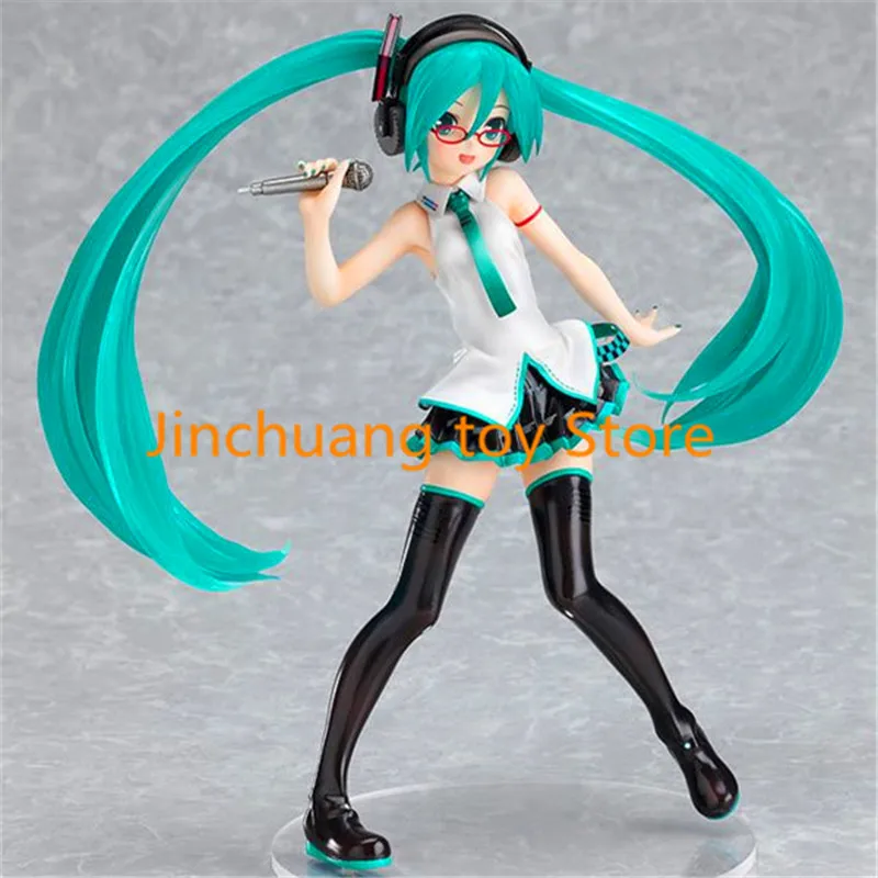 Anime Hatsune Miku Vocaloid Microphone Miku Doll PVC Action Figure Lat Ver. Model Toy 17cm Free