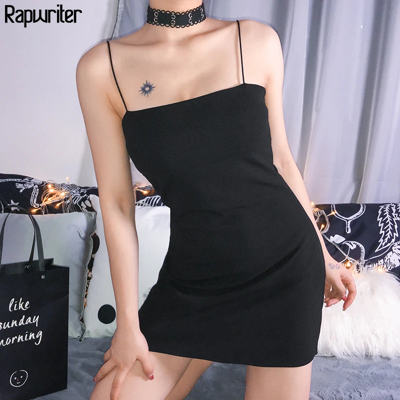 

Rapwriter Sexy Spaghetti Strap Slim Black Dress Women 2019 Summer Elegant Backless High Waist Bandage Mini Dresses Vestidos