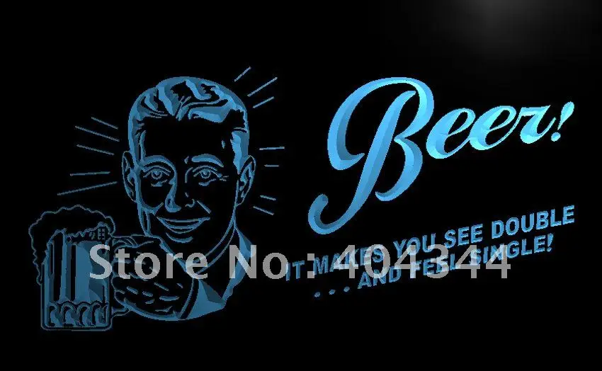 LK018- Beer Bar Pub NR Neon Sign SEE DOUBLE FEEL SINGLE home decor crafts | Дом и сад