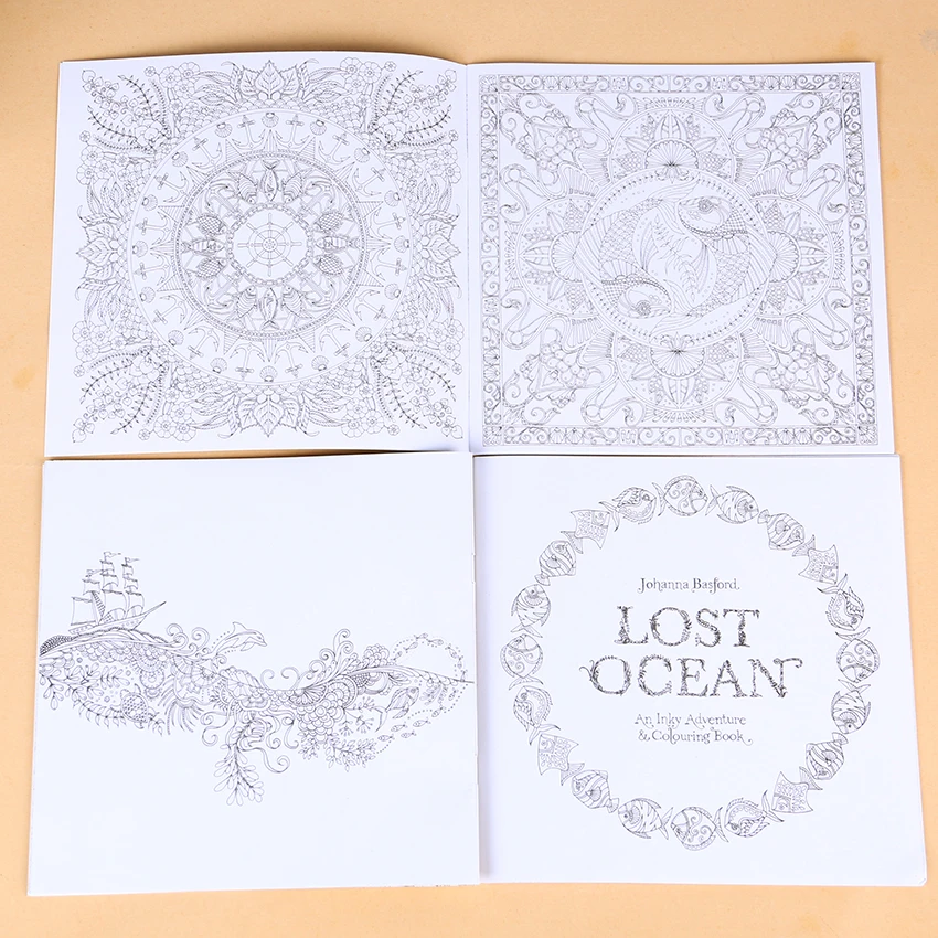 1 PZ 24 páginas Lost Ocean Inky Adventure para colorear libro para niños adultos aliviar el estrés mata el tiempo de pintura libro de dibujo artístico