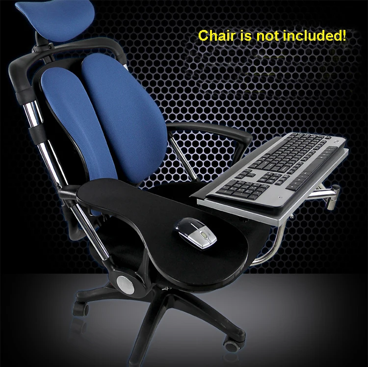  OK010 Full Motion Chair Shaft Clamp Keyboard Support + Chair Arm Clamp Elbow Wrist Support Mouse Pa