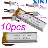 10pcs 3.7V 1000 mAh 3.7Wh Polymer Li Battery 901860 JST 2Pin 1.0/1.25/1.5/2.0/2.54mm For Car Camera Navigation GPS Bluetooth 1