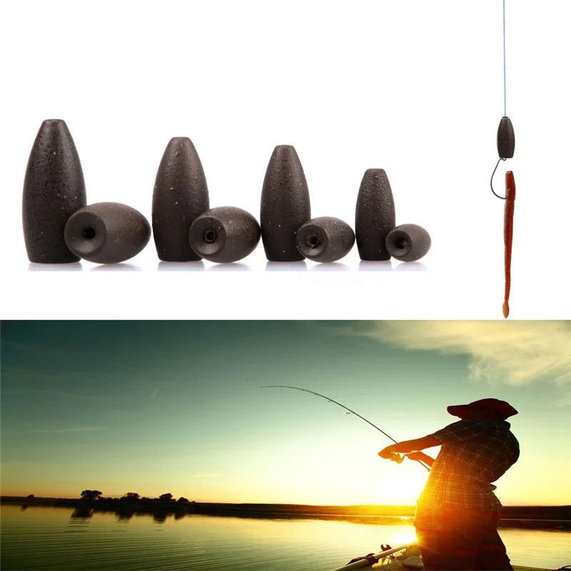 

5pcs/set Flipping Weight Bullet Worm Weight Fishing Sinker Lure Fishing Tools 8 Styles 3.5g 5g 7g 10g 12g 14g 17g 21g Hot Sale