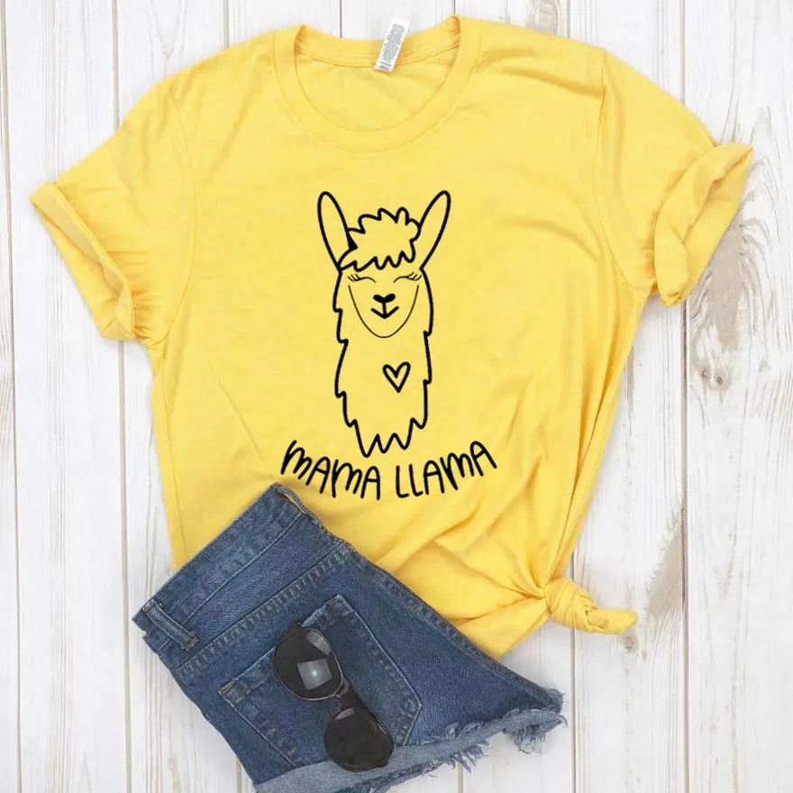 Mama Llama женская футболка хлопковая Повседневная хипстерская забавная футболка подарок леди Yong Девушка Топ Футболка Прямая поставка ZY-309 - Цвет: Цвет: желтый