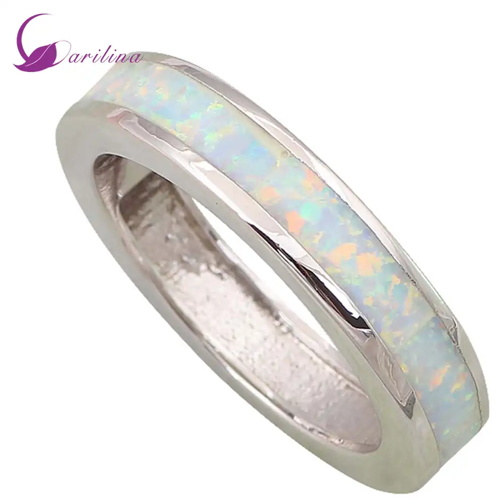 2019 New Opal Ring Round Opal White Stone Hand Jewelry Fashion Jewelry Ring Valentines Day Gifts for Girlfriend Boyfriend