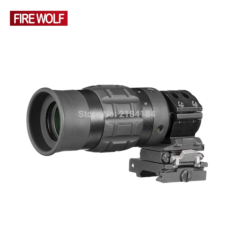 

FIRE WOLF B Red Dot Sight Scope 1.5-5 ZOOM Magnifier Fits Dot Sight With Flip To Side Picatinny Weaver Rail Mount Hunting