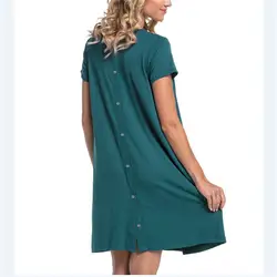 Для женщин для беременных кормящих грудью одежду Повседневное Рубашка с короткими рукавами свободное платье женская одежда новый