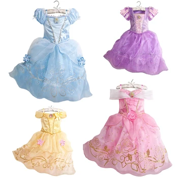 

2019 Girls Summer Dress Kids Cindrella Snow White Cosplay Costume Baby Girl Princess Dress Rapunzel Aurora Belle Dress Vestidos