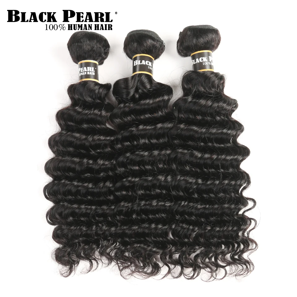 Black Pearl Deep Wave Brazilian Hair 3 Bundles Hair Weave Brazilian Human Hair Exensions Pre-Colored Non-remy Hair Black Pearl Deep Wave Brazilian Hair 3 Bundles Hair Weave Brazilian Human Hair Exensions Pre-Colored Non-remy Hair