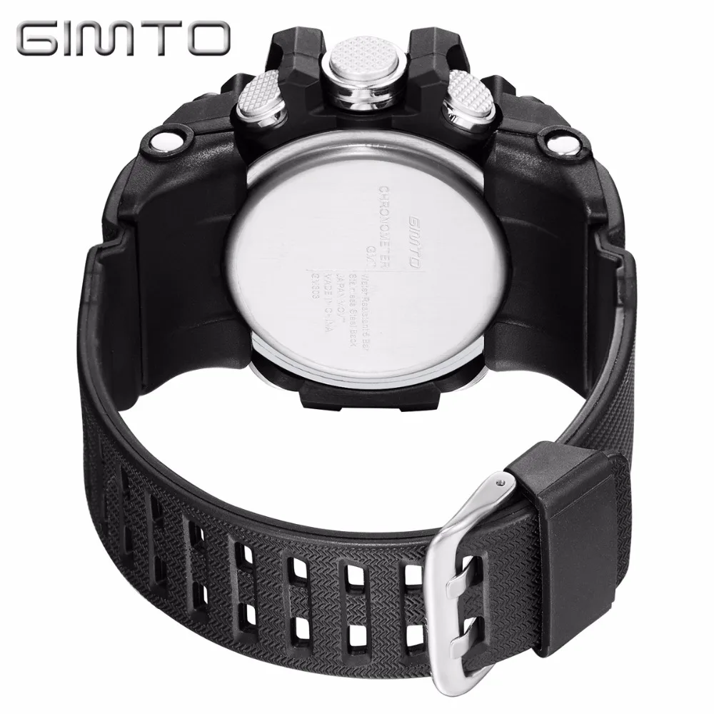 Gimto черный Открытый Спорт Смарт часы Для мужчин шок силиконовые цифровой