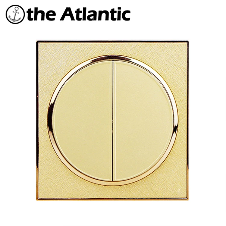

Atlantic Wall Switch,2 Gang 1 Way, Big Push Button Wall Switches Mirror Circle Light Switch, AC 110~250V New Arrive