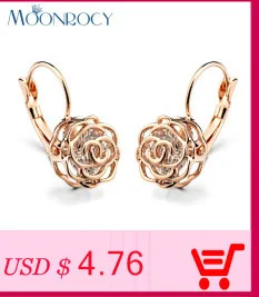 MOONROCY Free Shipping Italina Fashion Zirconia Rose Gold Color Red Blue Purple Green Crystal Earrings Clip Earrings Gift