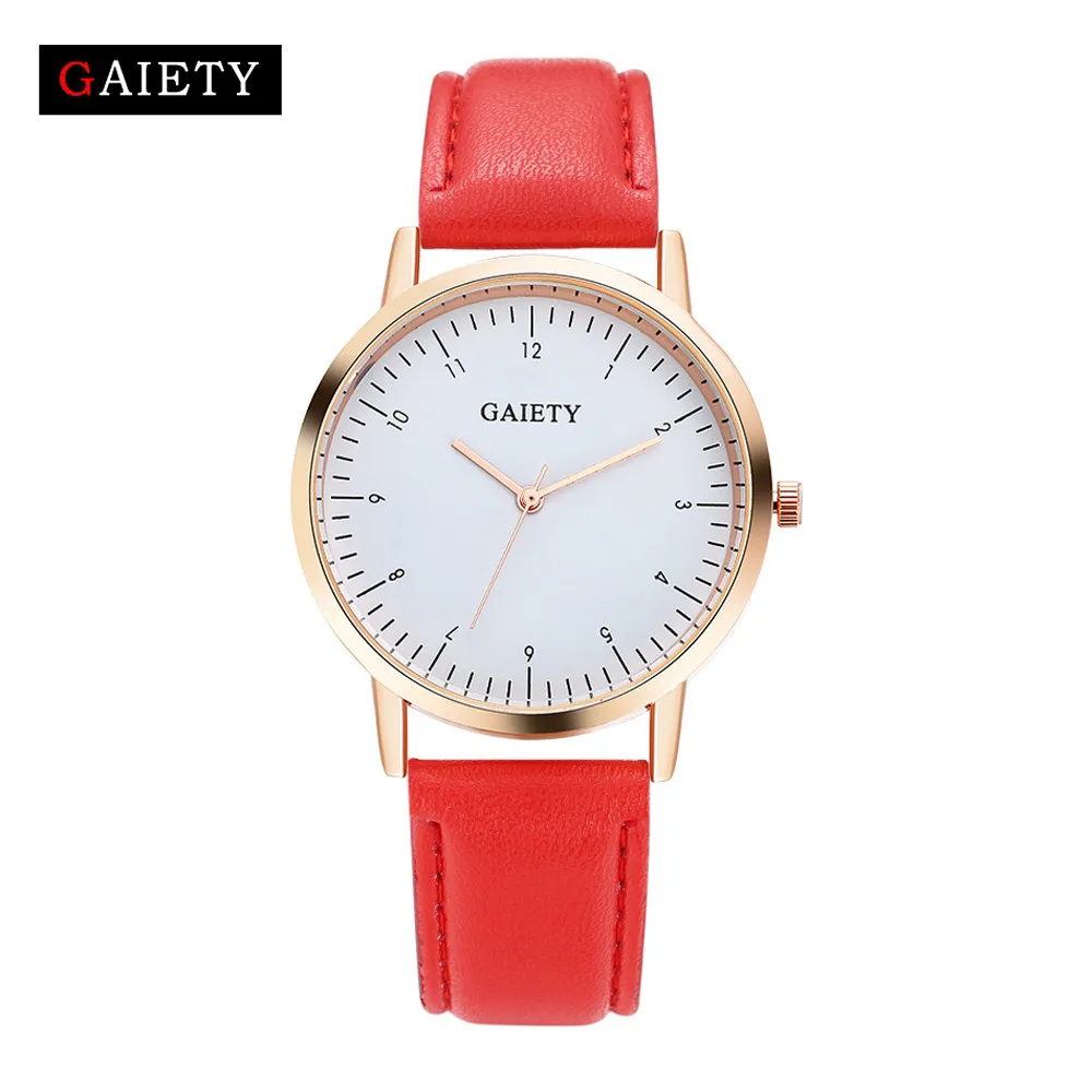

Fashion Trend Luxury Brand Women's Watches Red Leather Analog Quartz Wrist Watch Girl Student Delicate jewelry Clock Relogio *A