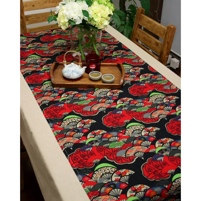 Chinese folk style Fluid patchwork dining table cloth japanese style