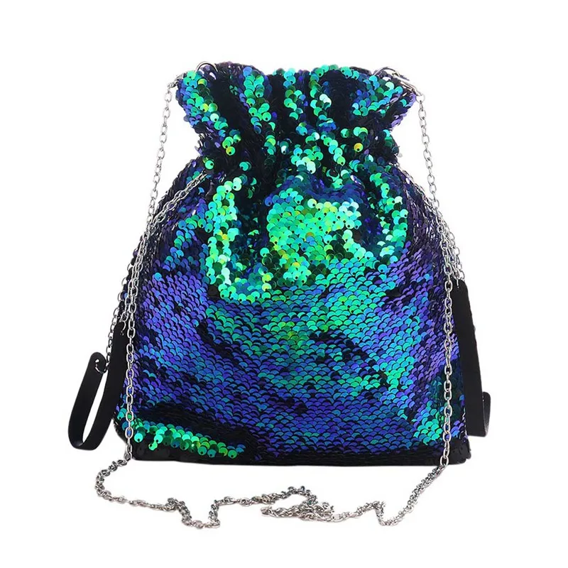 

Women Sequined Shoulder Bag Fashion Women Bling Shiny Sequins Sparkling Shoulder Bags Handbag Larger Capacity Drawstring Bag
