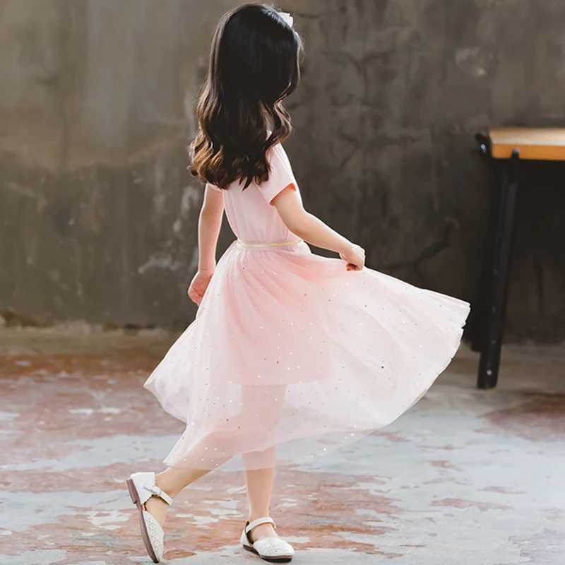 New girls 4-12 years old 2019 cotton Korean fashion children s wear knee princess skirt two-piece